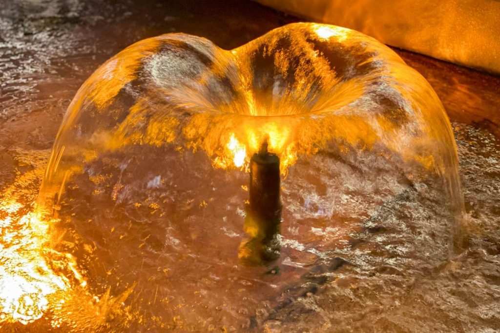 Garden Fountain Lighting in orange